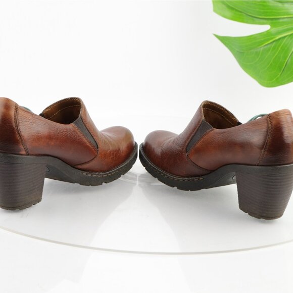 Born Womens Carla Boots Size 9 Brown Leather Block Heel Chelsea Booties Pull On - Picture 7 of 12